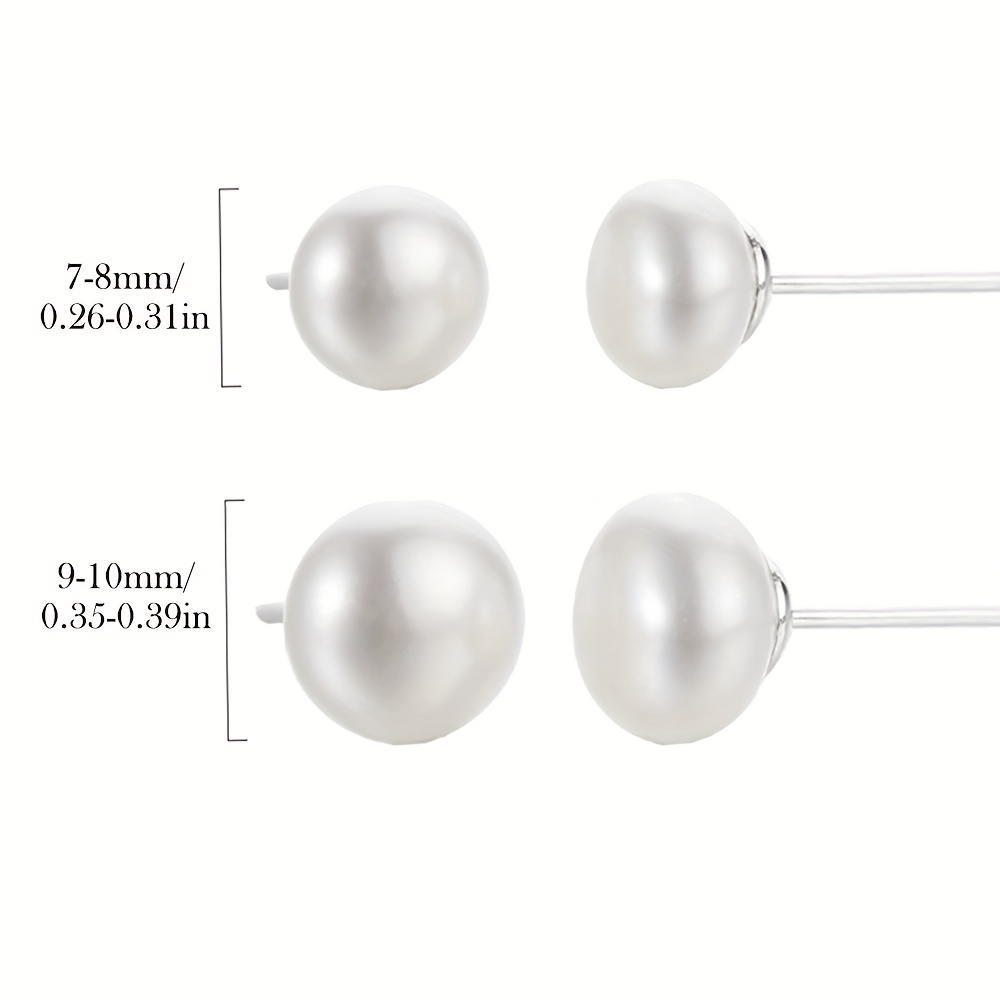 Women's 925 Sterling Silver Freshwater Pearl Stud Earrings